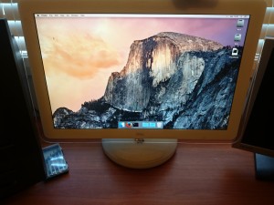 The finished iMac G4 being used as a monitor